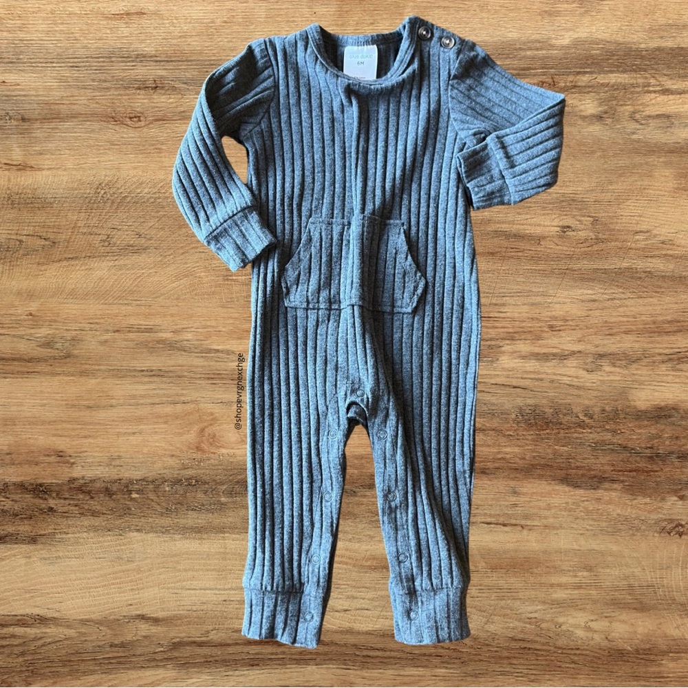 okie dokie Gray Ribbed Jumpsuit 3-6m